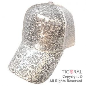 SOMBRERO VISERA TRUCKER LENTEJUELAS PLATA CAP x 1